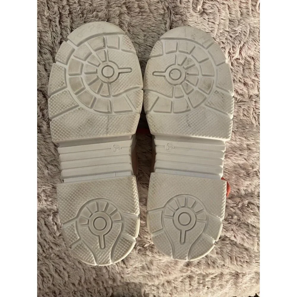 Karmen Womens‎ Platform Sneakers Pink & Beige Faux Leather Size 38